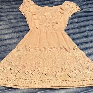 Charming Pink Knit Kids Dress